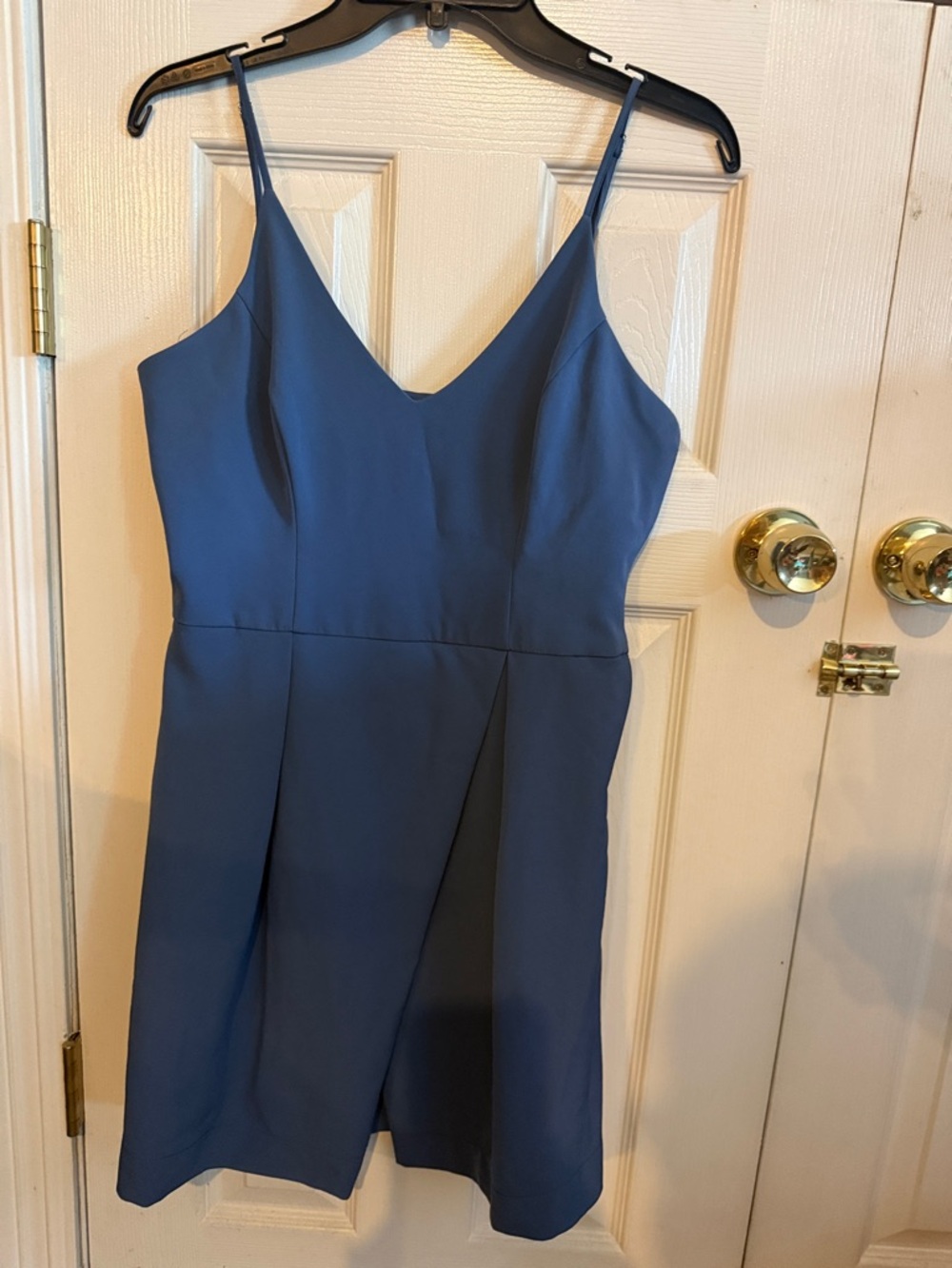Gianni Bini Slate Blue V-Neck Spaghetti Strap Mini Dress